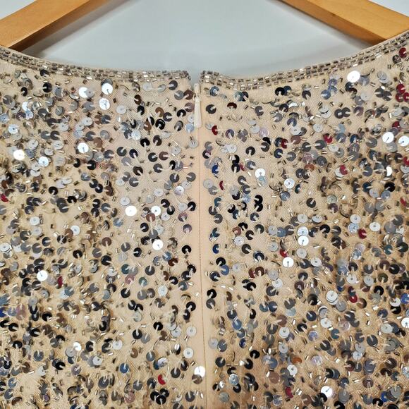 Mac Duggal 5526 Sleeveless Sequined Midi Cocktail Dress Rosewood Cream Size 14 - Picture 9 of 12